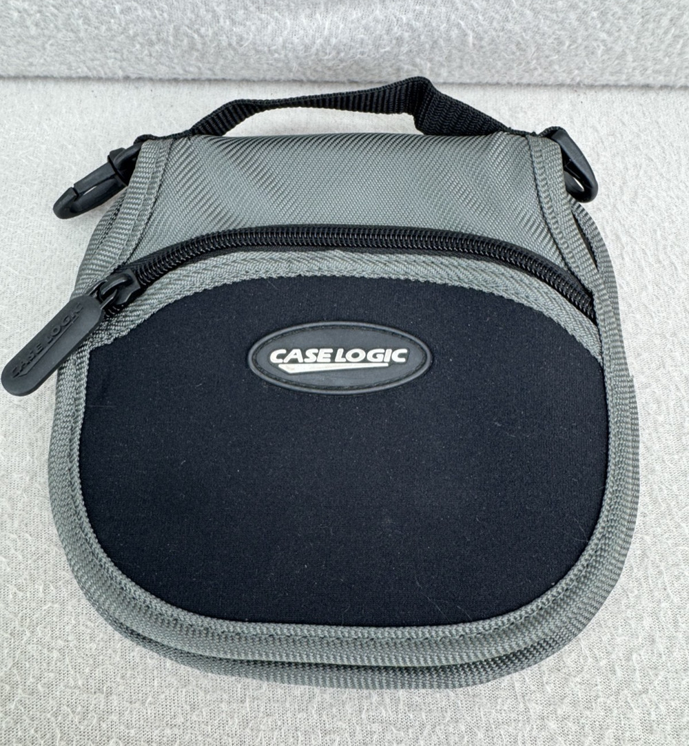 Vintage Case Logic Portable CD Player Carry Case Travel Bag Black Gray Zip Pouch